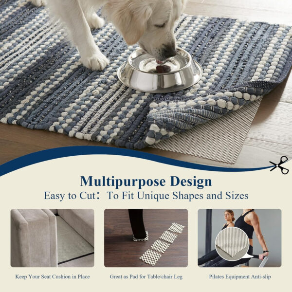 Veken 8x10 Ft Rug Pad Gripper for Hardwood Floors, Non Slip Rug Pads for Area Rugs, Thick Rug Grippers for Tile Floors, Under Carpet Anti Skid Mat, Keep Your Rugs Safe and in Place