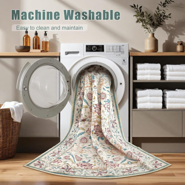 688899b4cc82e3d4569fe69064e98d558d36bd82335a4c62064ca.jpg Nursery Rug 10x14 for Kids & Girls - Washable Vintage Large Floral Area Rugs - Ultra Thin Stain Resistant Non Slip Carpets for Kids Playroom, Living Room, Bedroom, Dining Room, Office - Floral Multi