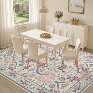 688899b8806f61cfcd7792d46afb553fbf4768c1121190ef0c14c.jpg Nursery Rug 10x14 for Kids & Girls - Washable Vintage Large Floral Area Rugs - Ultra Thin Stain Resistant Non Slip Carpets for Kids Playroom, Living Room, Bedroom, Dining Room, Office - Floral Multi
