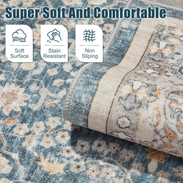 688899c6862818573f80a432bee19d2e5fb58d1b23c0bf7db28f7.jpg Nursery Rug 10x14 for Kids & Girls - Washable Vintage Large Floral Area Rugs - Ultra Thin Stain Resistant Non Slip Carpets for Kids Playroom, Living Room, Bedroom, Dining Room, Office - Floral Multi