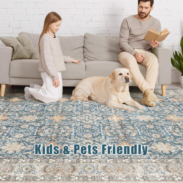 688899c89d257ae2f9d3b024101ba07af2eb2df012e1ea83b2d13.jpg Nursery Rug 10x14 for Kids & Girls - Washable Vintage Large Floral Area Rugs - Ultra Thin Stain Resistant Non Slip Carpets for Kids Playroom, Living Room, Bedroom, Dining Room, Office - Floral Multi