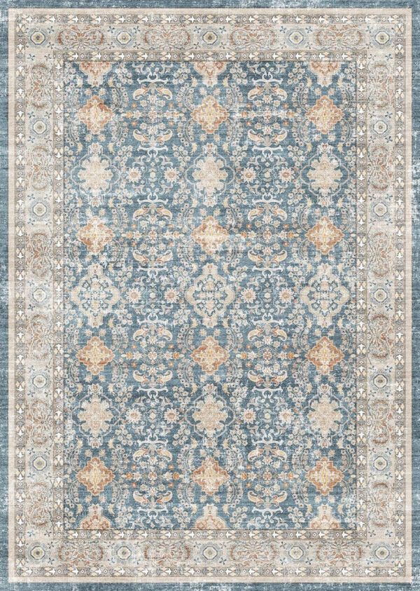688899d31f0f28e67da2b8b40126c4a05ca34e04dfa30fdcc46f6.jpg Nursery Rug 10x14 for Kids & Girls - Washable Vintage Large Floral Area Rugs - Ultra Thin Stain Resistant Non Slip Carpets for Kids Playroom, Living Room, Bedroom, Dining Room, Office - Floral Multi