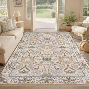 688899d71e6c95f8f7a5bad9b53193eb0bb627e5ad71309526623.jpg Nursery Rug 10x14 for Kids & Girls - Washable Vintage Large Floral Area Rugs - Ultra Thin Stain Resistant Non Slip Carpets for Kids Playroom, Living Room, Bedroom, Dining Room, Office - Floral Multi