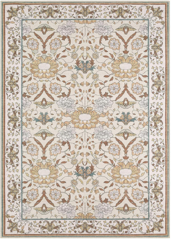 688899e3cd6a81bf3edc021956e463a4c63a27d31709a722d1630.jpg Nursery Rug 10x14 for Kids & Girls - Washable Vintage Large Floral Area Rugs - Ultra Thin Stain Resistant Non Slip Carpets for Kids Playroom, Living Room, Bedroom, Dining Room, Office - Floral Multi