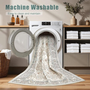 688899e769c9e1b5a2d1ff1ba40483759ea2c6d28323dbf3e6771.jpg Nursery Rug 10x14 for Kids & Girls - Washable Vintage Large Floral Area Rugs - Ultra Thin Stain Resistant Non Slip Carpets for Kids Playroom, Living Room, Bedroom, Dining Room, Office - Floral Multi