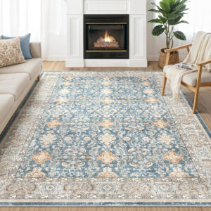 68889a07040e9771e990d3e7f280d93055745ec4d11caf40e91e9.jpg Nursery Rug 10x14 for Kids & Girls - Washable Vintage Large Floral Area Rugs - Ultra Thin Stain Resistant Non Slip Carpets for Kids Playroom, Living Room, Bedroom, Dining Room, Office - Floral Multi