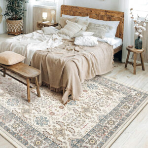68889a0e70685390abf3703587fe43a1beae60dc6160e610281c4.jpg Nursery Rug 10x14 for Kids & Girls - Washable Vintage Large Floral Area Rugs - Ultra Thin Stain Resistant Non Slip Carpets for Kids Playroom, Living Room, Bedroom, Dining Room, Office - Floral Multi