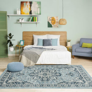 68889cf196929652bc17fc909ab621198ad53690105293adce766.jpg LUXE WEAVERS Olimpia Collection 5940 Blue 8x10 Oriental Floral Area Rug