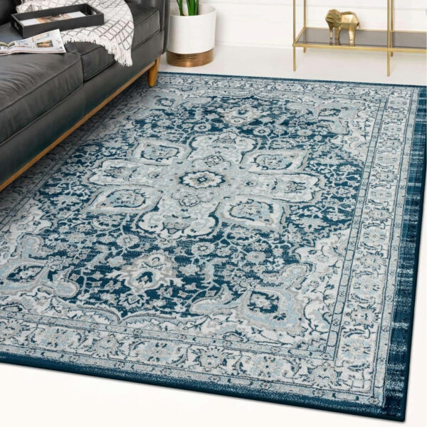 68889cf73134e6fc6682b7cec4572fceae97d2d68365999cdbc46.jpg LUXE WEAVERS Olimpia Collection 5940 Blue 8x10 Oriental Floral Area Rug