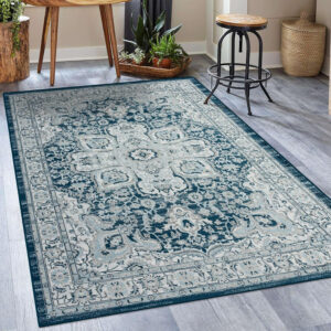 68889d43938ccbaca1232501831220c31afb1db42c69055fab4e6.jpg LUXE WEAVERS Olimpia Collection 5940 Blue 8x10 Oriental Floral Area Rug