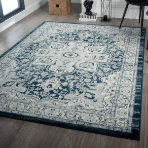 68889d4dee0a6e9f5af7cd38eb2b07ee3d50f3777d4902acb36da.jpg LUXE WEAVERS Olimpia Collection 5940 Blue 8x10 Oriental Floral Area Rug