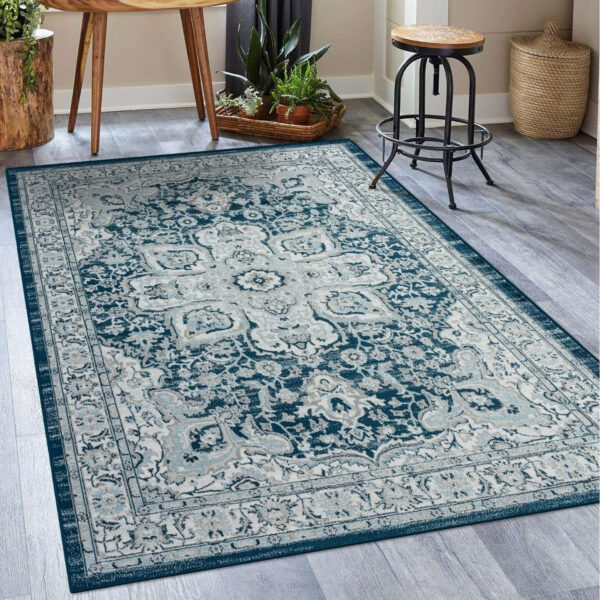 68889d592b63883824cba027af1501f5aee590b42f8e89098b477.jpg LUXE WEAVERS Olimpia Collection 5940 Blue 8x10 Oriental Floral Area Rug
