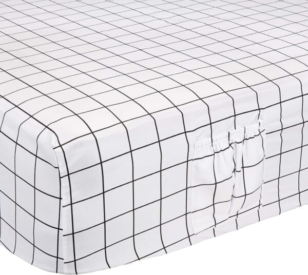 Amazon Basics Soft Microfiber 4-Piece Bed Sheet Set with Elastic Side Pockets, Full, Black Grid, Geometric