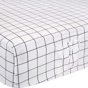 Amazon Basics Soft Microfiber 4-Piece Bed Sheet Set with Elastic Side Pockets, Full, Black Grid, Geometric