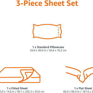 Amazon Basics Soft Microfiber 4-Piece Bed Sheet Set with Elastic Side Pockets, Full, Black Grid, Geometric