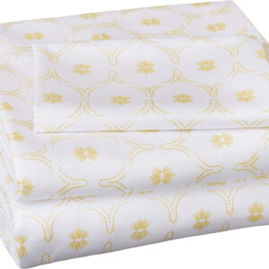 Amazon Basics Soft Microfiber 4-Piece Bed Sheet Set with Elastic Side Pockets, Full, Black Grid, Geometric