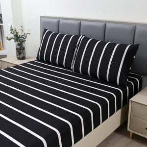 MAG 3pcs Black Floral Bed Sheet,Microfiber Flower Bedding Sheet Set,Boho Bedding Sheet Set with 1 Fitted Sheet and 2 Pillowcases,14 Inches Deep (Black, Queen)