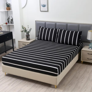 MAG 3pcs Black Floral Bed Sheet,Microfiber Flower Bedding Sheet Set,Boho Bedding Sheet Set with 1 Fitted Sheet and 2 Pillowcases,14 Inches Deep (Black, Queen)