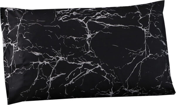 MAG 3pcs Black Floral Bed Sheet,Microfiber Flower Bedding Sheet Set,Boho Bedding Sheet Set with 1 Fitted Sheet and 2 Pillowcases,14 Inches Deep (Black, Queen)