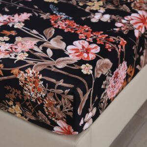 MAG 3pcs Black Floral Bed Sheet,Microfiber Flower Bedding Sheet Set,Boho Bedding Sheet Set with 1 Fitted Sheet and 2 Pillowcases,14 Inches Deep (Black, Queen)