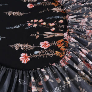 MAG 3pcs Black Floral Bed Sheet,Microfiber Flower Bedding Sheet Set,Boho Bedding Sheet Set with 1 Fitted Sheet and 2 Pillowcases,14 Inches Deep (Black, Queen)