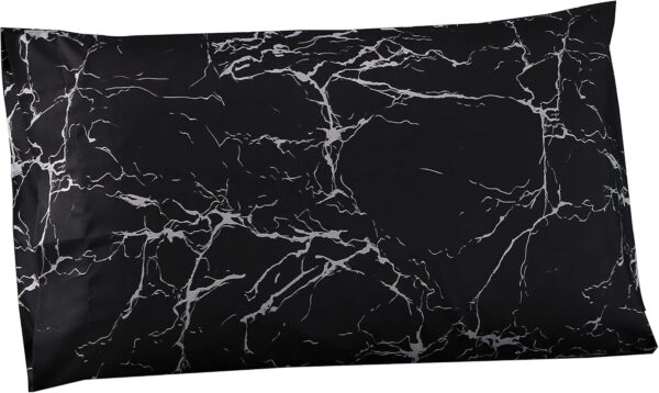 MAG 3pcs Black Floral Bed Sheet,Microfiber Flower Bedding Sheet Set,Boho Bedding Sheet Set with 1 Fitted Sheet and 2 Pillowcases,14 Inches Deep (Black, Queen)
