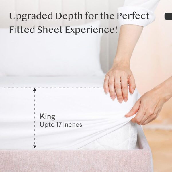 6888a7d7a69b1bc749966fba78d259db8c7cab1adf4c0d01390b5.jpg FAUNNA 100% 800TC Cotton Fitted Sheet Queen Size Bed Sheet, Deep Pocket, Fits Up to 17 Inch Mattress Soft, Comfort and Breathable, Durable Long Lasting, Bottom Sheet, White,1 Fitted Sheet Only