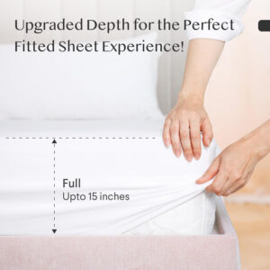 6888a7db33095b05d3407198e834cb8ab97fa93ecdf47e93971e5.jpg FAUNNA 100% 800TC Cotton Fitted Sheet Queen Size Bed Sheet, Deep Pocket, Fits Up to 17 Inch Mattress Soft, Comfort and Breathable, Durable Long Lasting, Bottom Sheet, White,1 Fitted Sheet Only