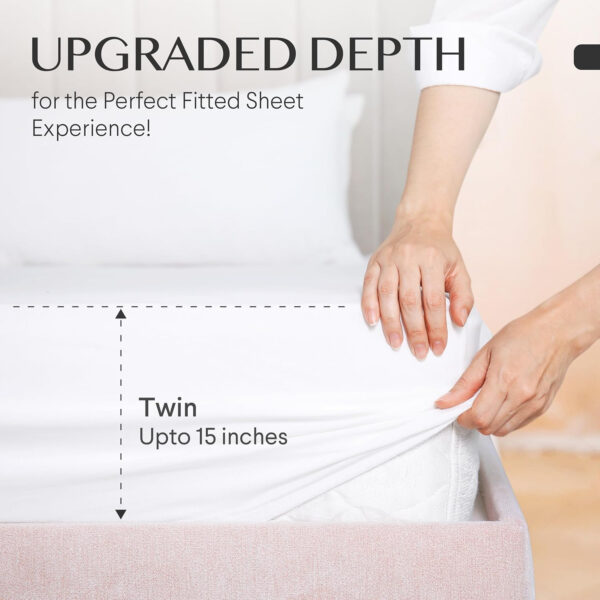 6888a7dd182e8461d0c59c4dc8040d79cd3f651c9fd17a4a75085.jpg FAUNNA 100% 800TC Cotton Fitted Sheet Queen Size Bed Sheet, Deep Pocket, Fits Up to 17 Inch Mattress Soft, Comfort and Breathable, Durable Long Lasting, Bottom Sheet, White,1 Fitted Sheet Only