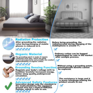 6888a83bedb5c1f12aa33f7fb9bad9daa278dfda76f5f8e904d01.jpg Grounding Sheets King, 90% Organic Cotton+ 10% Pure Silver Fiber,Grounded Bed Sheet Kit, Deep Pocket Grounded Bed Sheet, Relieves Pain - Used for Healthy Sleep Therapy (Gray, King)