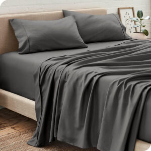 King Size Bedding Set | 4 Piece Bed Sheet Set | Easy Fit Deep Pockets Elastic Sheet with Flat Sheet & Pillowcases| Extra Soft & Wrinkle Free Sheets | Shrinkage & Fade Resistant [White]
