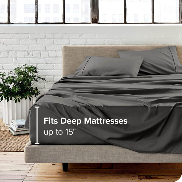 King Size Bedding Set | 4 Piece Bed Sheet Set | Easy Fit Deep Pockets Elastic Sheet with Flat Sheet & Pillowcases| Extra Soft & Wrinkle Free Sheets | Shrinkage & Fade Resistant [White]