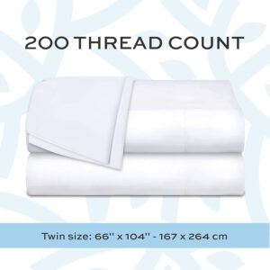 White Classic Twin Flat Sheets 3 Pack, White Cotton Flat Bed Sheet 66x104 Inches, 200 Thread Count Hospital Bed Sheets