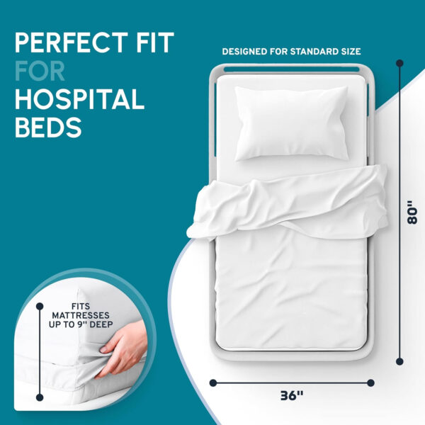 White Classic Twin Flat Sheets 3 Pack, White Cotton Flat Bed Sheet 66x104 Inches, 200 Thread Count Hospital Bed Sheets