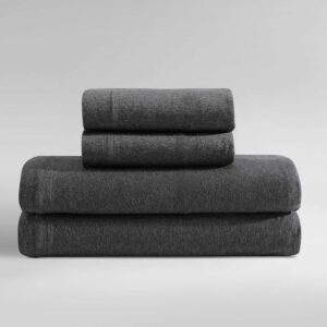 6888ab22bcc24146862f585eb699eca2060a57f5de9299f6d0b8c.jpg Calvin Klein - Queen Bed Sheets, Cotton Melange Jersey Bedding Set with Matching Pillowcases, Deep Pockets, Oeko-Tex Certified (Modern Cotton Gunmetal Grey)