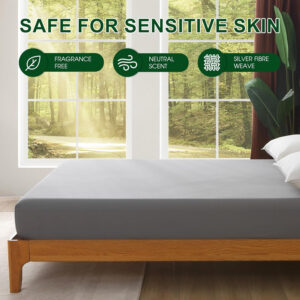 Ivellow Grounding Sheets King 10% Pure Silver Fiber 90% Organic Cotton Sheets King Size 16” Deep Pocket Soft Breathable Grounded Sheet Earth Connected Bedding Fitted Sheet with Grounding Cord Green