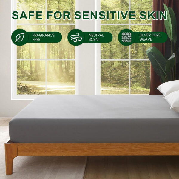 Ivellow Grounding Sheets King 10% Pure Silver Fiber 90% Organic Cotton Sheets King Size 16” Deep Pocket Soft Breathable Grounded Sheet Earth Connected Bedding Fitted Sheet with Grounding Cord Green
