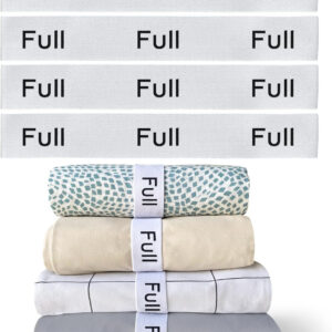 Niagara 4 Pack Bed Sheet Organizer and Storage Label Bands - Fully Elastic Stretchable Linen Closet Organizers and Storage - Bed Sheet Organizer Bands for Bed Sheets, Duvets, Quilts, Linen (Full)