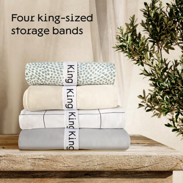 Niagara 4 Pack Bed Sheet Organizer and Storage Label Bands - Fully Elastic Stretchable Linen Closet Organizers and Storage - Bed Sheet Organizer Bands for Bed Sheets, Duvets, Quilts, Linen (Full)