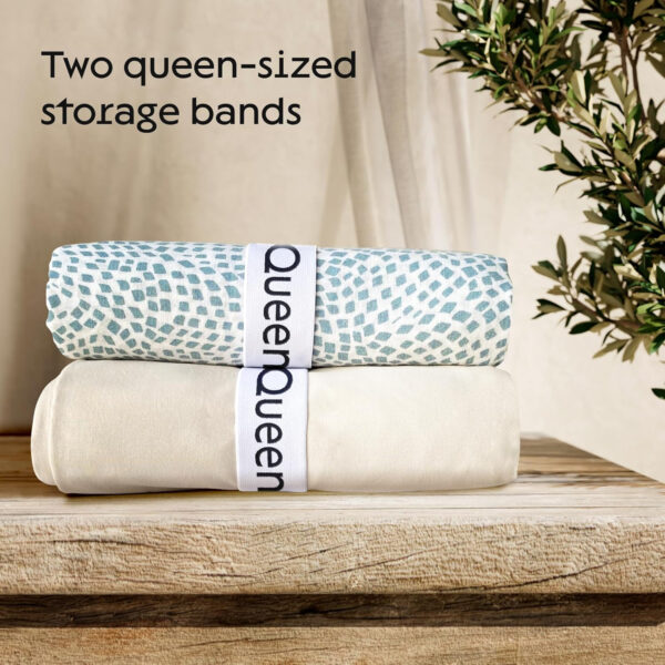 Niagara 4 Pack Bed Sheet Organizer and Storage Label Bands - Fully Elastic Stretchable Linen Closet Organizers and Storage - Bed Sheet Organizer Bands for Bed Sheets, Duvets, Quilts, Linen (Full)