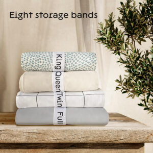 Niagara 4 Pack Bed Sheet Organizer and Storage Label Bands - Fully Elastic Stretchable Linen Closet Organizers and Storage - Bed Sheet Organizer Bands for Bed Sheets, Duvets, Quilts, Linen (Full)