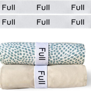 Niagara 4 Pack Bed Sheet Organizer and Storage Label Bands - Fully Elastic Stretchable Linen Closet Organizers and Storage - Bed Sheet Organizer Bands for Bed Sheets, Duvets, Quilts, Linen (Full)