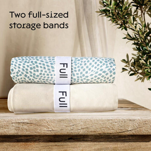 Niagara 4 Pack Bed Sheet Organizer and Storage Label Bands - Fully Elastic Stretchable Linen Closet Organizers and Storage - Bed Sheet Organizer Bands for Bed Sheets, Duvets, Quilts, Linen (Full)