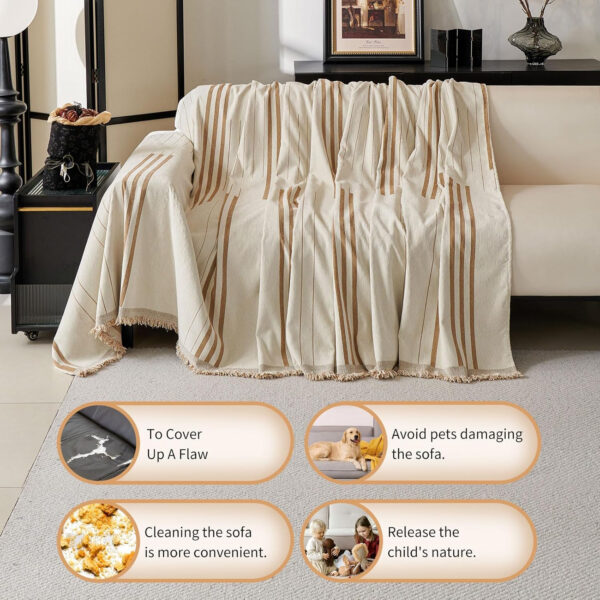 Boho Non Slip Covers Sofa Covers for 3 Cushion Chenille Dog Pet Couch Protector Washable Anti-Slip Sectional Couch Cover Tassels L Shaped Sofa Cover
