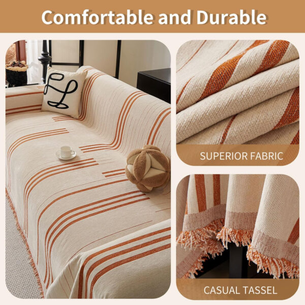 Boho Non Slip Covers Sofa Covers for 3 Cushion Chenille Dog Pet Couch Protector Washable Anti-Slip Sectional Couch Cover Tassels L Shaped Sofa Cover