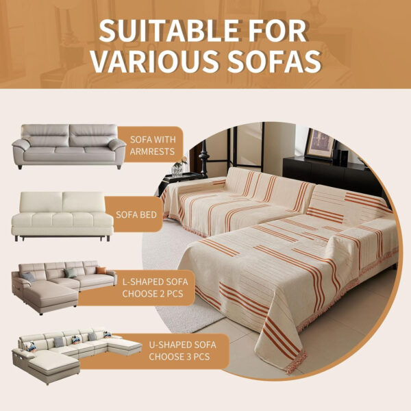 Boho Non Slip Covers Sofa Covers for 3 Cushion Chenille Dog Pet Couch Protector Washable Anti-Slip Sectional Couch Cover Tassels L Shaped Sofa Cover