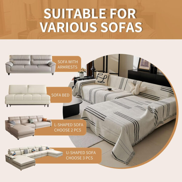 Boho Non Slip Covers Sofa Covers for 3 Cushion Chenille Dog Pet Couch Protector Washable Anti-Slip Sectional Couch Cover Tassels L Shaped Sofa Cover