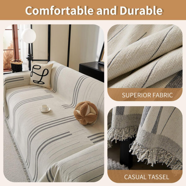 Boho Non Slip Covers Sofa Covers for 3 Cushion Chenille Dog Pet Couch Protector Washable Anti-Slip Sectional Couch Cover Tassels L Shaped Sofa Cover