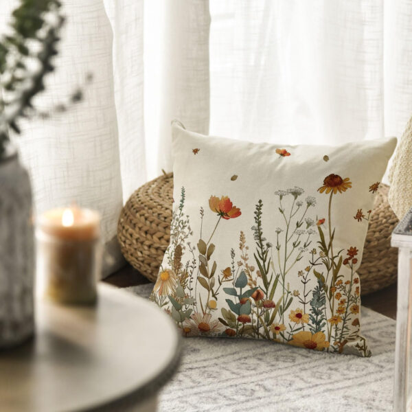 AVOIN colorlife Fall Flowers Throw Pillow Cover 12x20 Inch, Seasonal Autumn Floral Thanksgiving Harvest Cushion Case Decoration for Sofa Couch