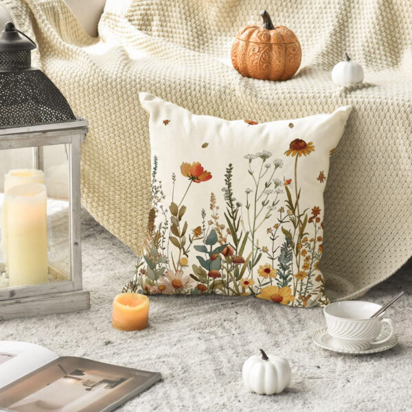 AVOIN colorlife Fall Flowers Throw Pillow Cover 12x20 Inch, Seasonal Autumn Floral Thanksgiving Harvest Cushion Case Decoration for Sofa Couch